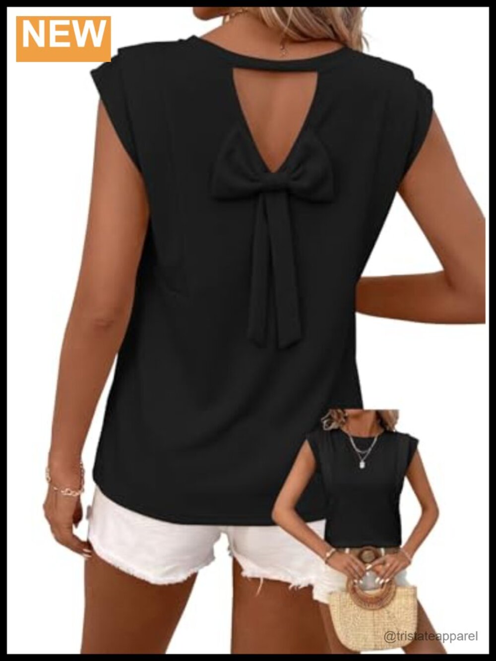 Womens Bow Back Babydoll Chiffon Tunic Top Cap Sleeve Summer Trendy Blouse